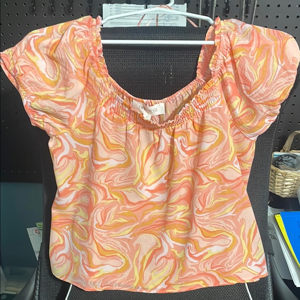 Pink Rose Women's Coral Swirl Top